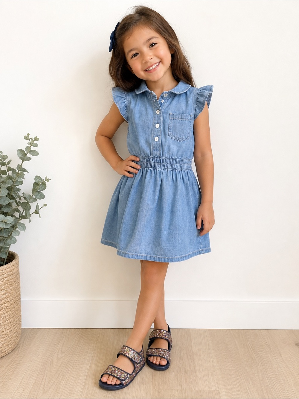 J Crew, Crewcuts Glitter Strap Sandals - Navy with Multicolor Sparkle